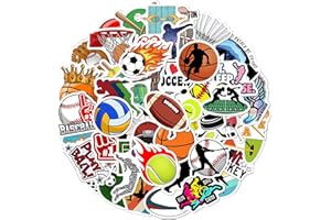BEATRI Sports Stickers 50Pcs Sports Vinyl Waterproof Stickers for Water Bottles Laptop Skateboard Helmet, Basketball, Baseball, Football, Volleyball, Softball, Soccer Stickers for Kids, Teens, Adults