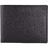 DiLoro Mens Wallet Full Grain Genuine Leather Slim Minimalist Front Pocket Bifold Soft Nappa RFID Protection (Saffiano Black)