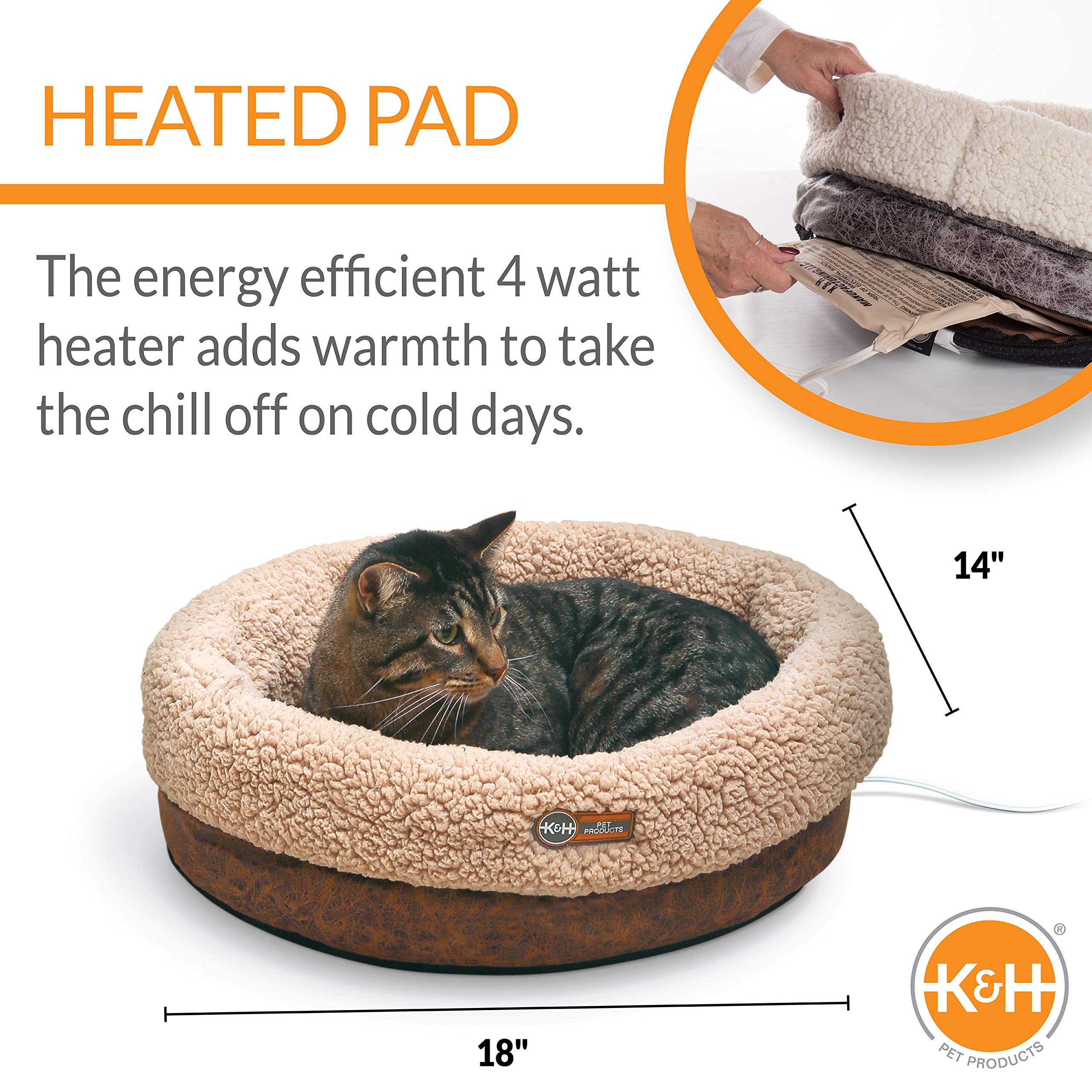 K&H PET PRODUCTS Heated ThermoSnuggle Cup Bomber Indoor Heated Cat Bed