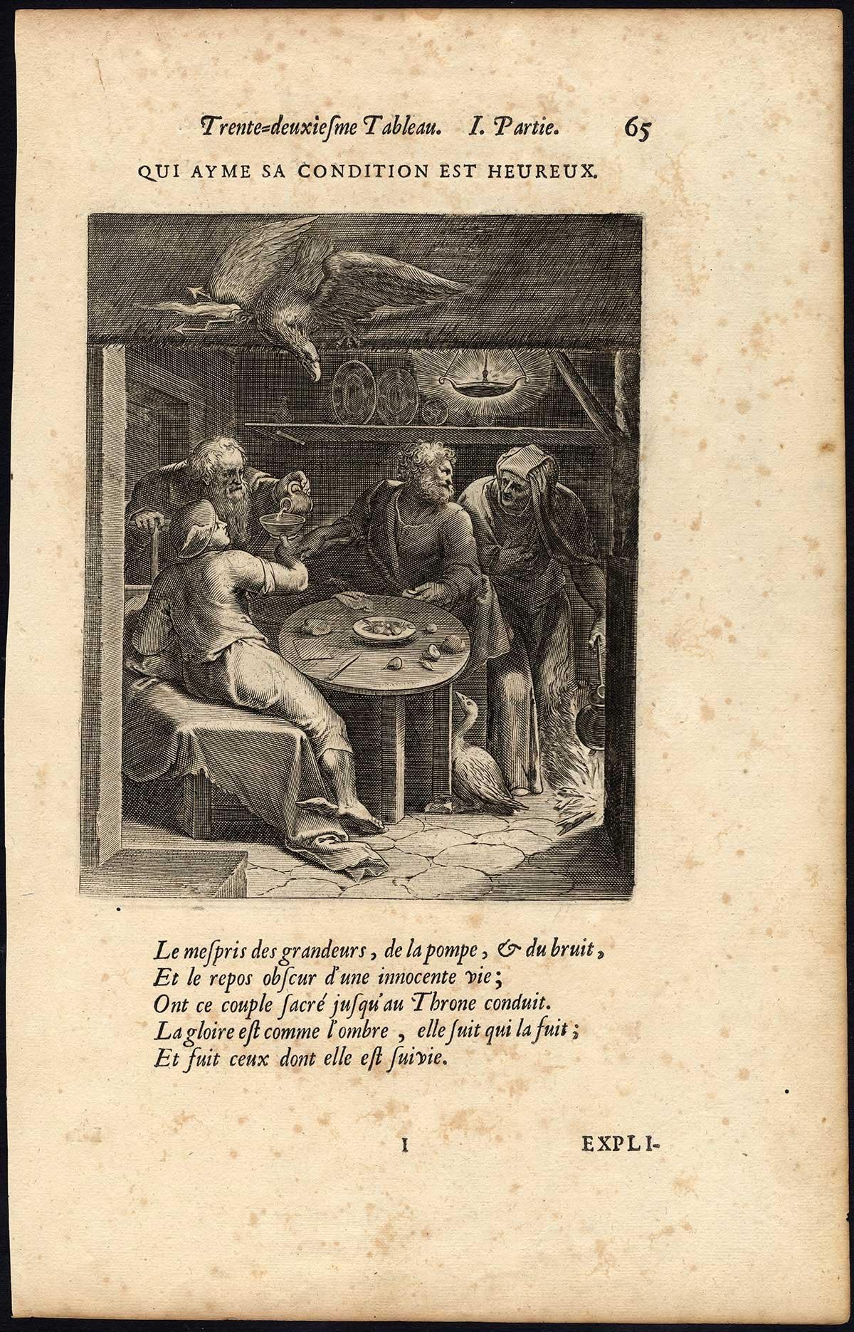 ThePrintsCollector Antique Print-Morality-Eagle-Mercury-Pouring-Gomberville-Van Veen-1646
