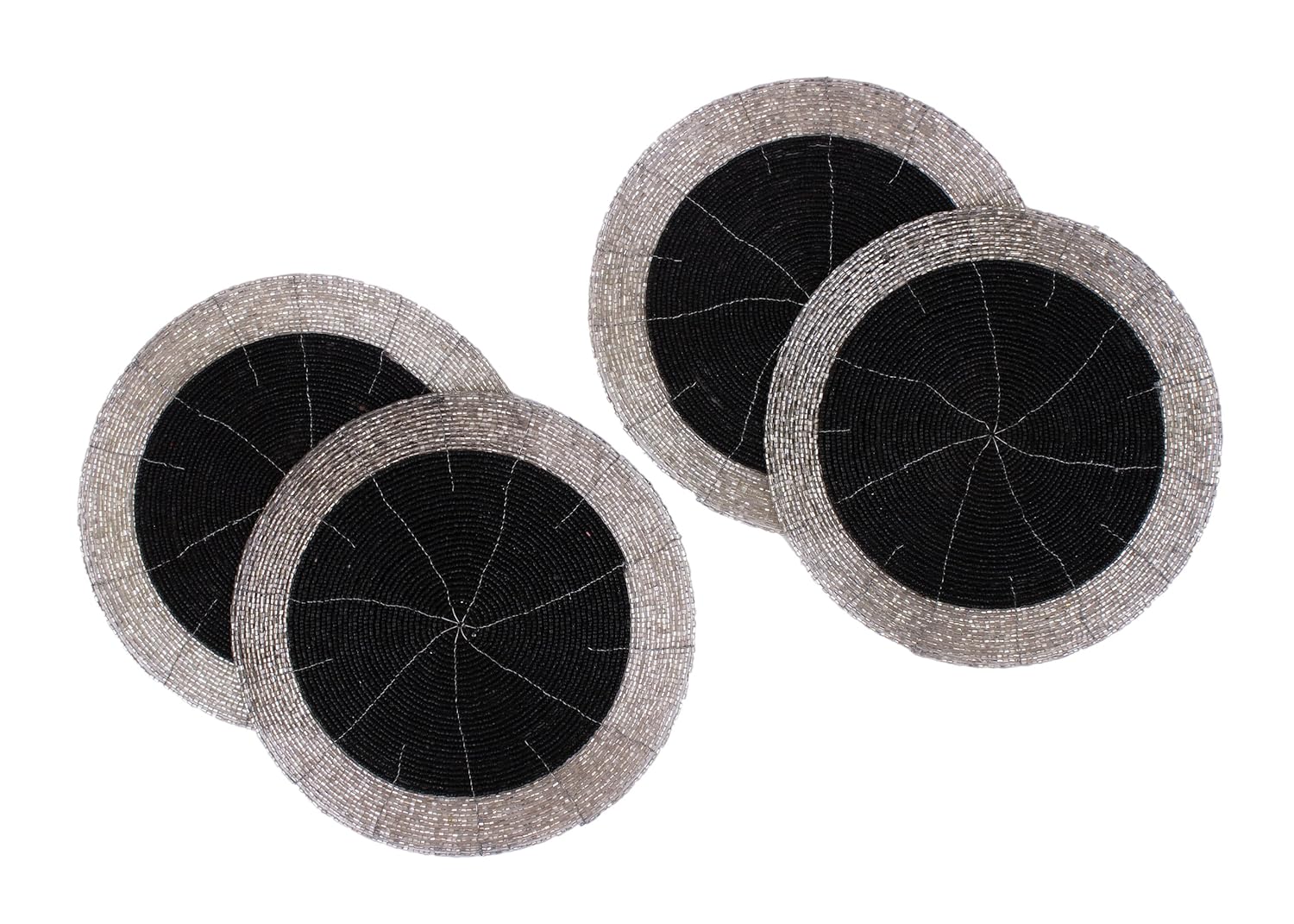 Set of 4 Handmade Beaded Round Placemats Table Mats Dining Accessories Home Décor Gifts