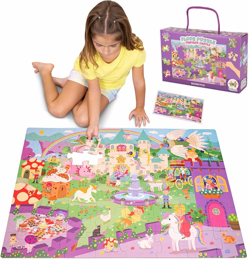 BONNYCO Giant Floor Puzzle Castle 48 Pieces 36.2 x 24.4 in Educational Toy