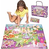 BONNYCO Giant Floor Puzzles for Kids of Fantasy Castle with 48 Large Pieces. Jumbo Puzzle 36.2 x 24.4 in, Gifts for Girls and Boys, Educational Kids Toys Ages 2-8