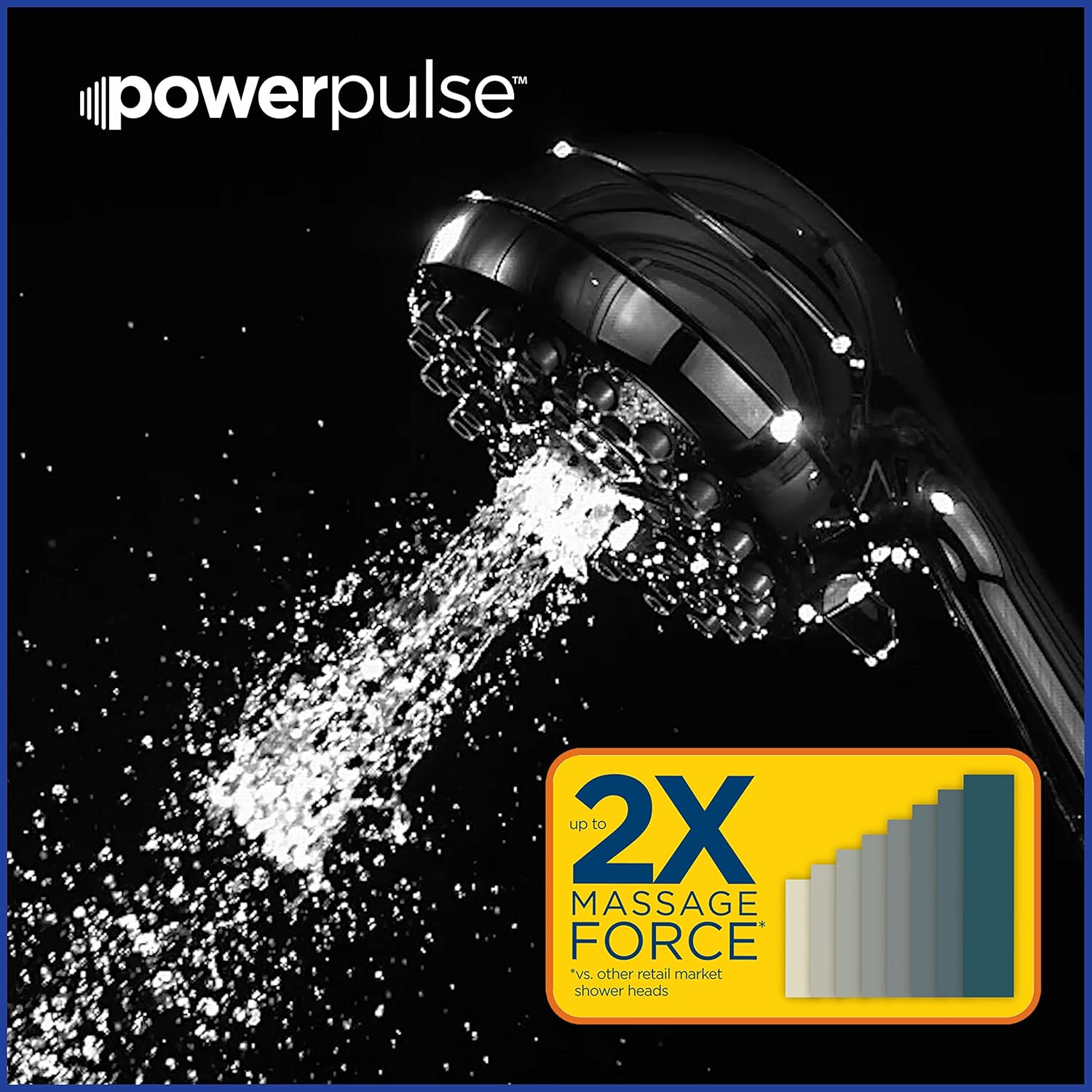 Waterpik High Pressure Powerpulse Massage Hand Held, 2.5 GPM, Chrome Detachable Shower head with 7 Spray Settings and 5' Hose, XRO-763 - - 