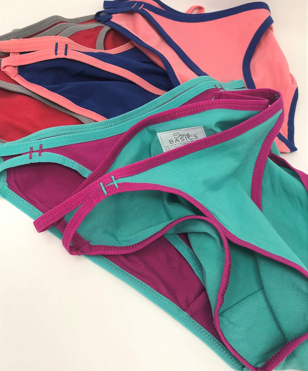 Sexy Basics Womens 6 Pack String Bikini Briefs/Ultra-Soft Cotton/Spandex Stretch No-Show Panties at  Women’s Clothing store