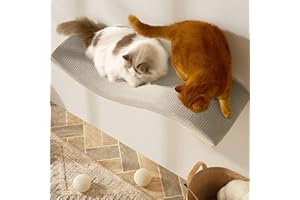 Extra Large 35.4” × 11.6” Stylish Cat Wall Shelves with Soft Cushion, Modern Wall-Mounted Cat Tree Furniture & Perch, Sturdy/Hidden Mounts, Machine Wash Cover, Sleek Design- CALLICO HAVEN Wave S-Shape