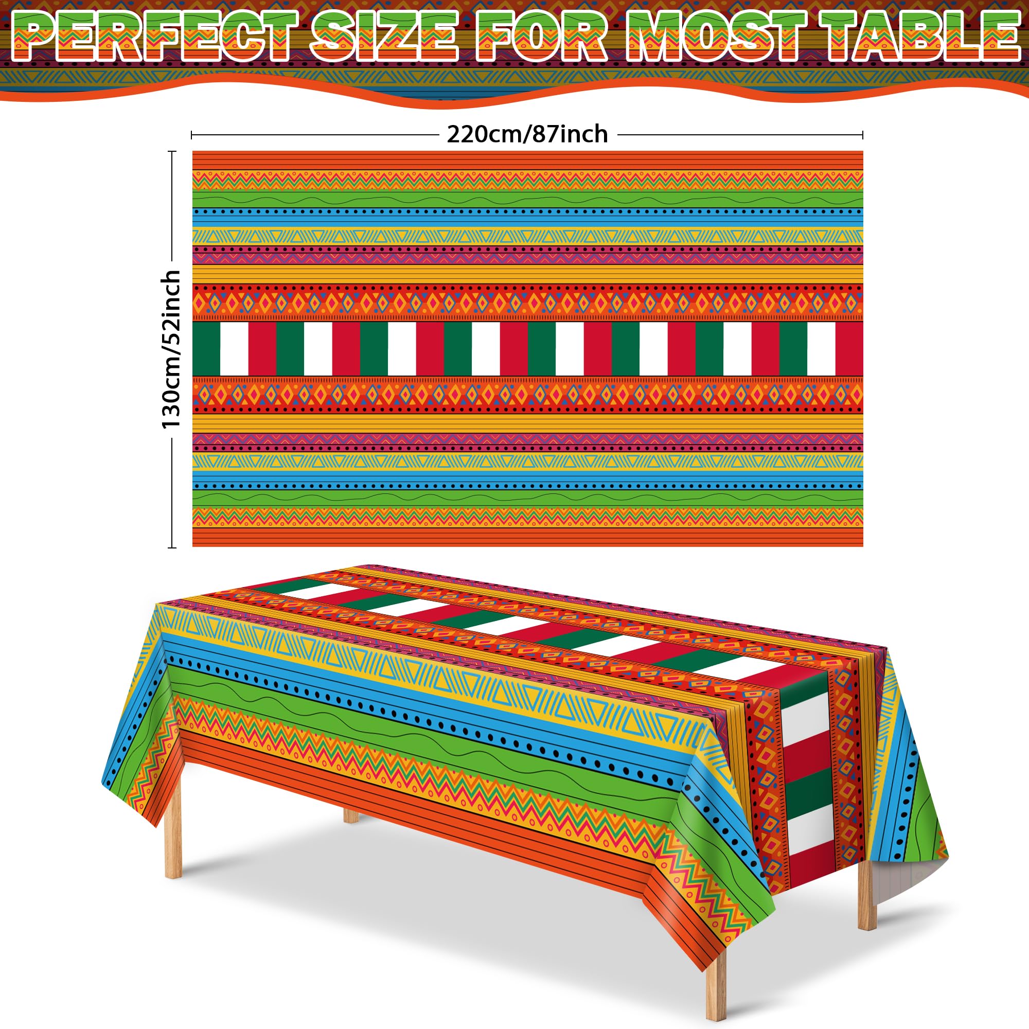 OHOME Cinco De Mayo Decorations - Fiesta Party Decorations - Fiesta Plastic Tablecloth for Taco - Mexican Theme Birthday Accessories Favors Decor,52