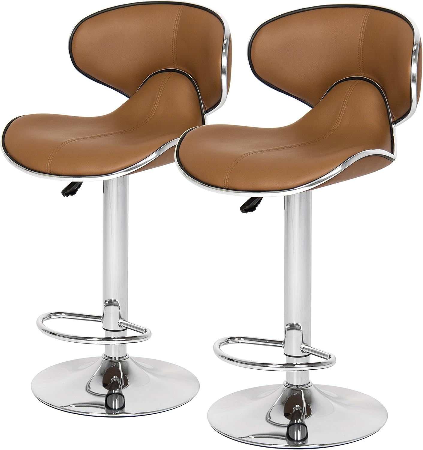 Best Choice Products Home Adjustable Airlift Set Of 2 Leather Barstools, Brown