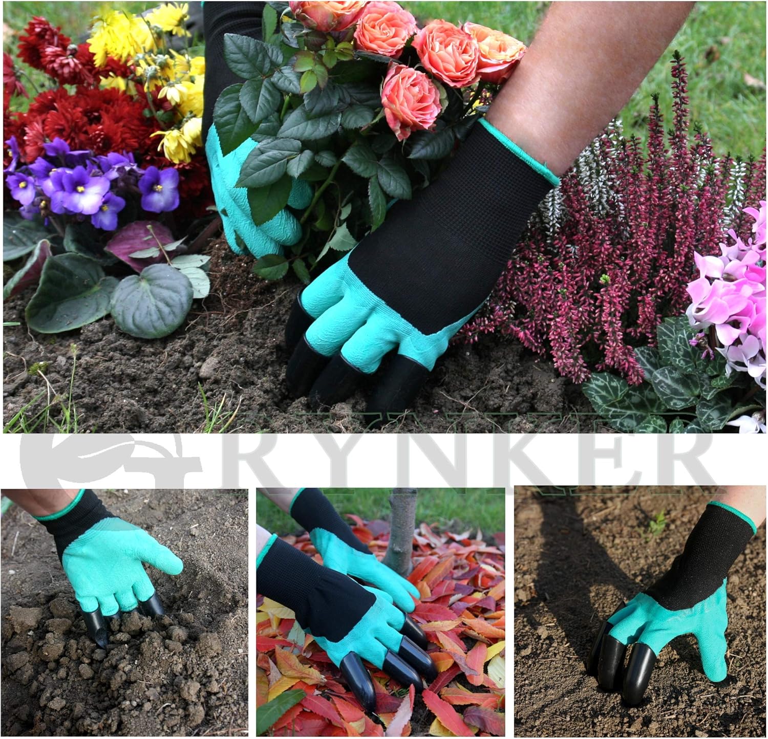 Garden Gloves with Claws - 3 Pairs for Digging, Planting, Weeding, Seeding - Waterproof, Protect Nails and Fingers, Gardening Gift - Green Genie: Clothing