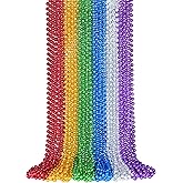 24 PCS Mardi Gras Beads Necklaces, 33 Inch 6 Colors Bead Necklaces Colorful Party Beads for Mardi Gras, St. Patrick's Day, Christmas, Carnival Party Favor
