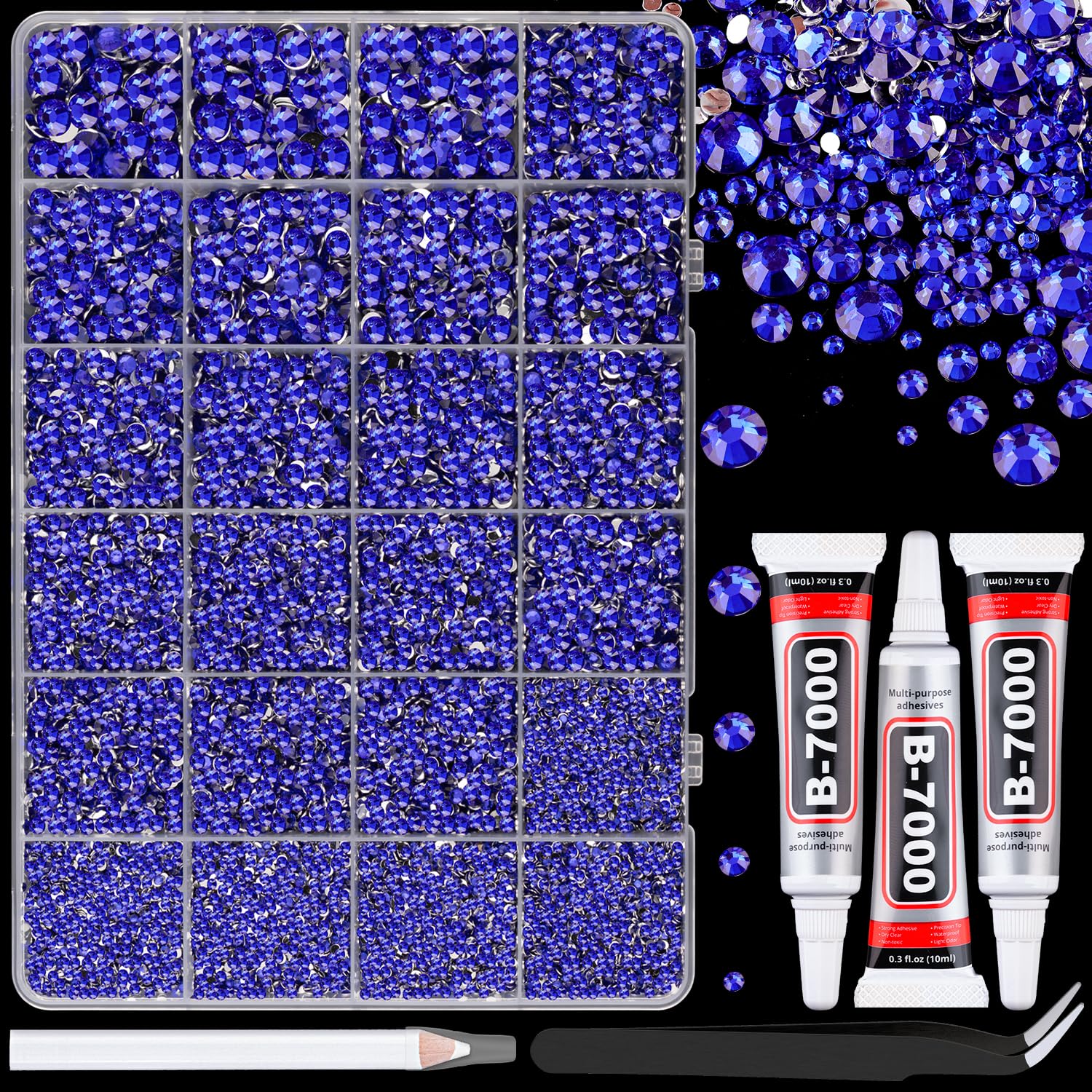 25000Pcs Resin Rhinestones with Tweezers for