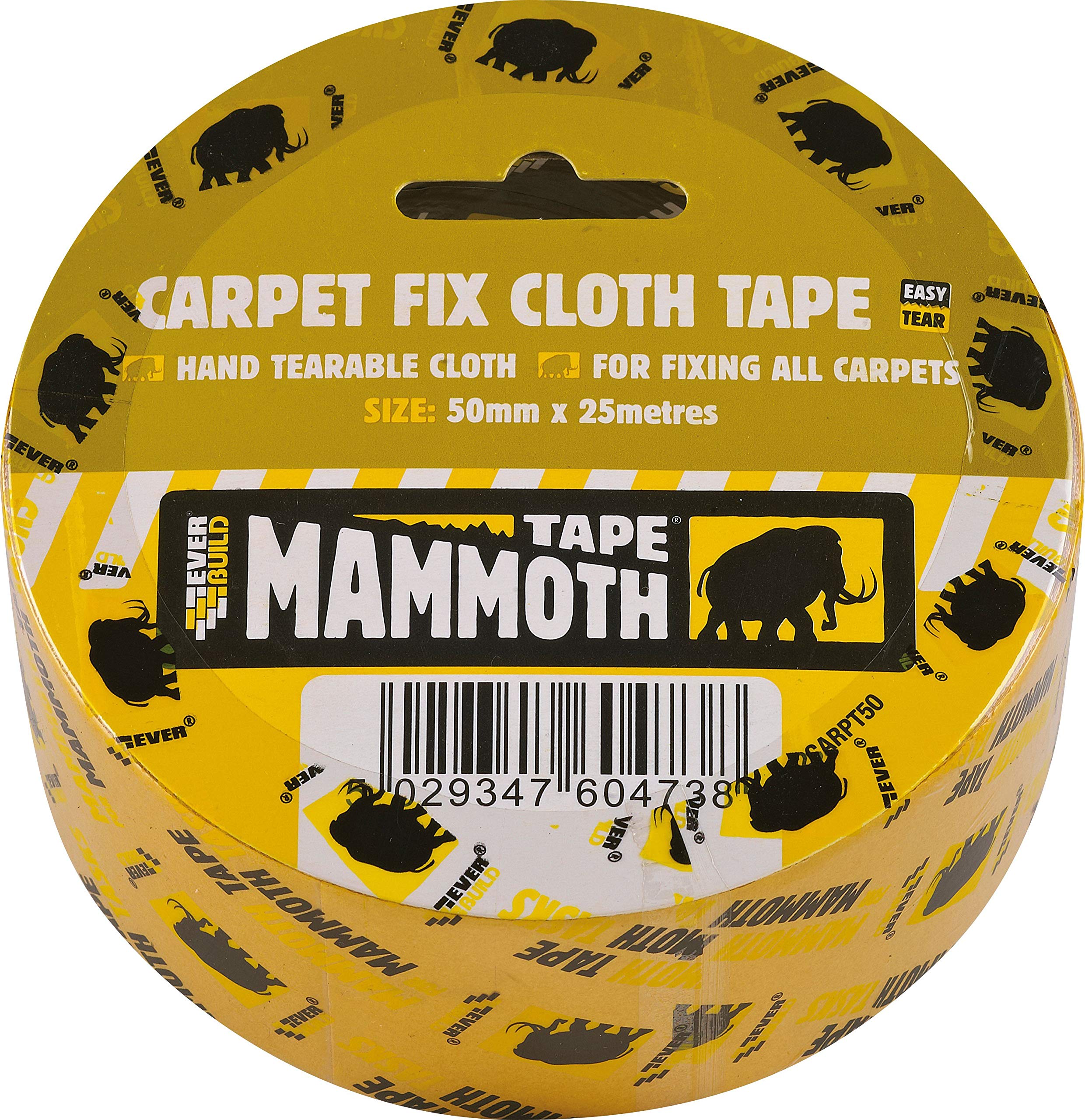 Everbuild Mammoth Capet Fix Cloth Tape, Clear, 50 mm x 25 m
