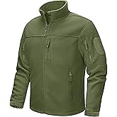 CRYSULLY Men's Fleece Jacket Winter Tactical Full-Zip Coat Military Jackets Multi Pockets