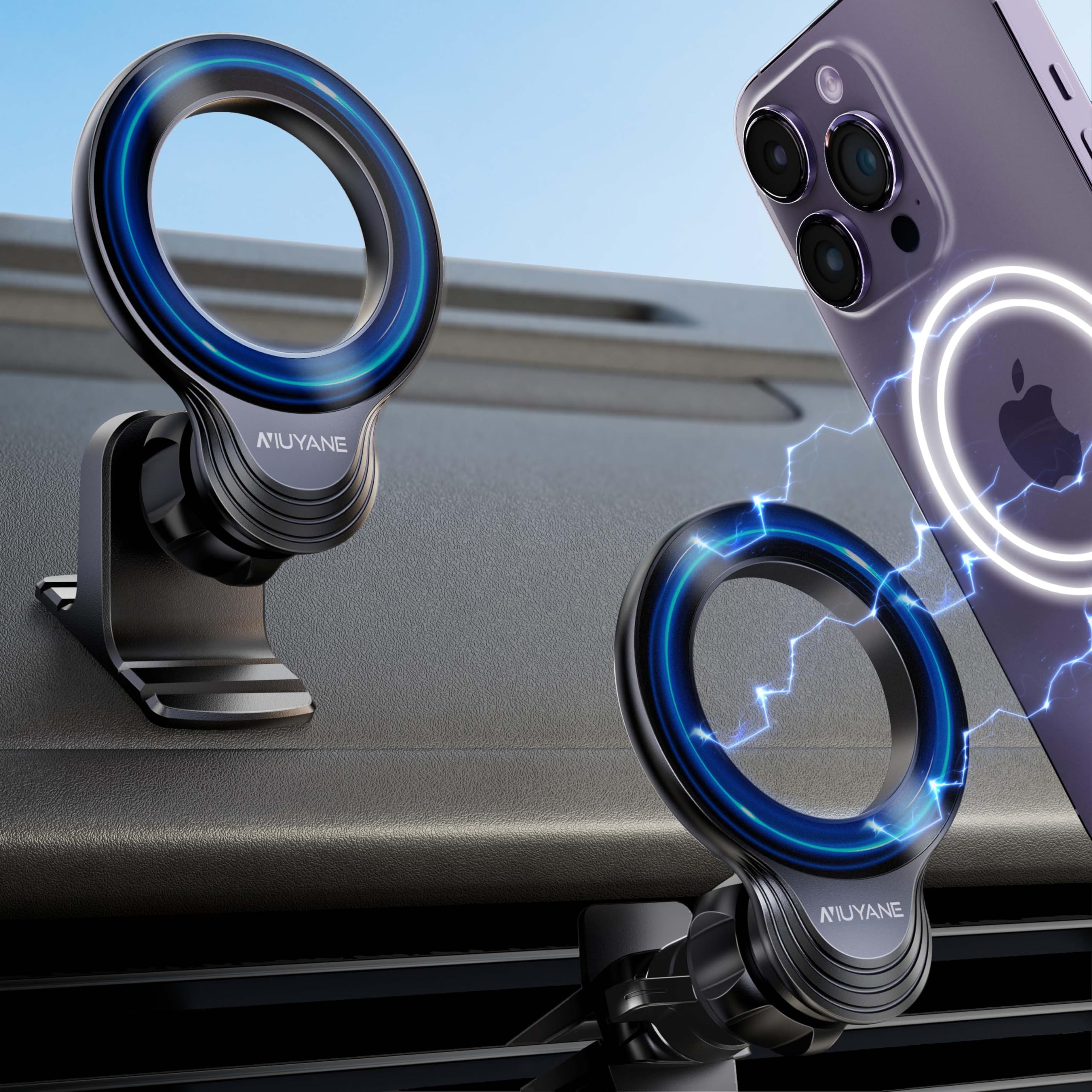 Photo 1 of NIUYANE Compatible with Mag-Safe Car Mount,Magnetic Car Phone Mount,2 in 1 Super Stable Dash&Air Vent Car Phone Mount,Mag-Safe Accessories for iPhone 15 Pro Plus Max 14 13 12 Mini Mag-Safe Case