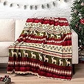 Pavilia Plush Red Christmas Fleece Throw Blanket - Soft, Warm Winter Cabin Throw, 50x60