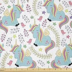 Ambesonne Unicorn Fabric by The Yard, Unicorns with