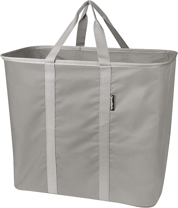 CleverMade Collapsible Laundry Tote, Large Foldable Clothes Hamper Bag