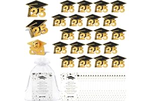 FIINTRWA 20 Pack Class of 2025 Graduation Pins Souvenir Emblem Congrats Badges Graduation Party Favors Gifts for Students, Colleges, Guests, Decoration Accessories with Inspirational Cards Organza Bags