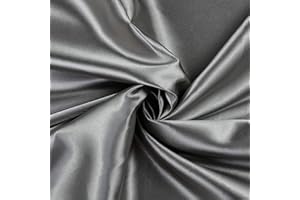 MDS-MEGADECORSUPPLY MDS Pack of 5 Charmeuse Bridal Solid Satin Fabric by The Yard for Wedding Dress Fashion DIY Crafts Costumes Decorations Apparel Crafts Drapery Silky & Shiny Satin 44" Wide Roll-Silver Gray