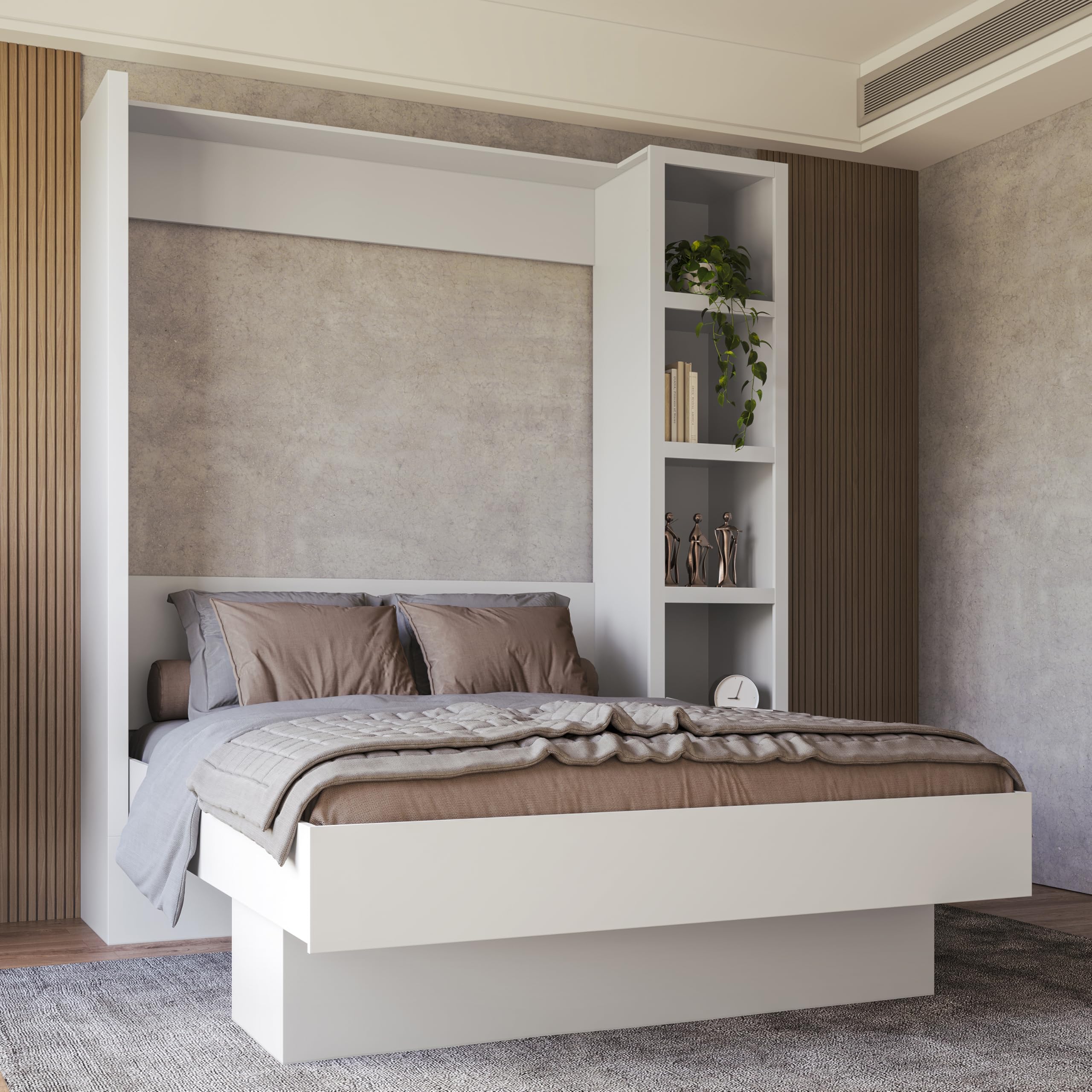 Photo 1 of Oakland Living Easy-Lift Queen Murphy Wall Bed in White with Bookshelf