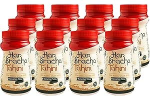 Har Bracha Tahini Paste (17.6 oz). 100% Natural, Vegan Friendly & Kosher Pure Ground Tahina Sauce. Raw Roasted Sesame Seeds for Oriental Dips, Salad Dressings & Hummus (12Pack)