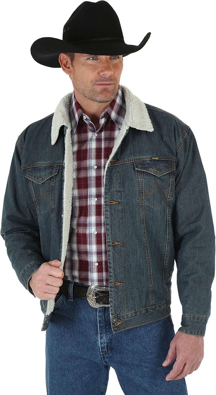 Wrangler mens Western Style Lined Denim Jacket Amazon.ca Clothing