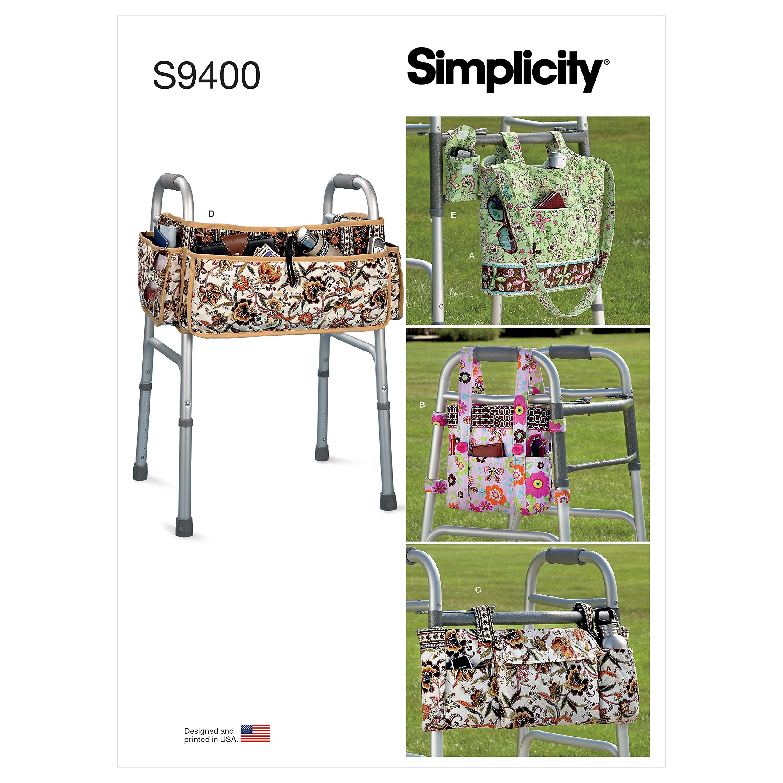 Simplicity Sewing Pattern S9400 Mobility Walker Accessories, Bag and Organiser