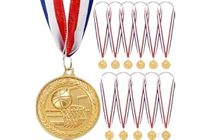 Meecuppa 12 Pack Gold Award Medals 2inch Metal Sports Medals Team Participation for Adults Basketball Tournaments, Party Favo