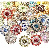 Mixed Colors 14mm 150pcs Sunflower Shape Sew on Rhinestones, Jewels Crystals Glass Gems for Crafting, Metal Base Flower Claw Flatback Rhinestone for Crafts, Clothes Hats Shoes Belt Sewing Accessories