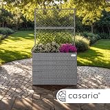 CASARIA Large Rattan Garden Trough Planter With Trellis 3 Pots Grey view 5