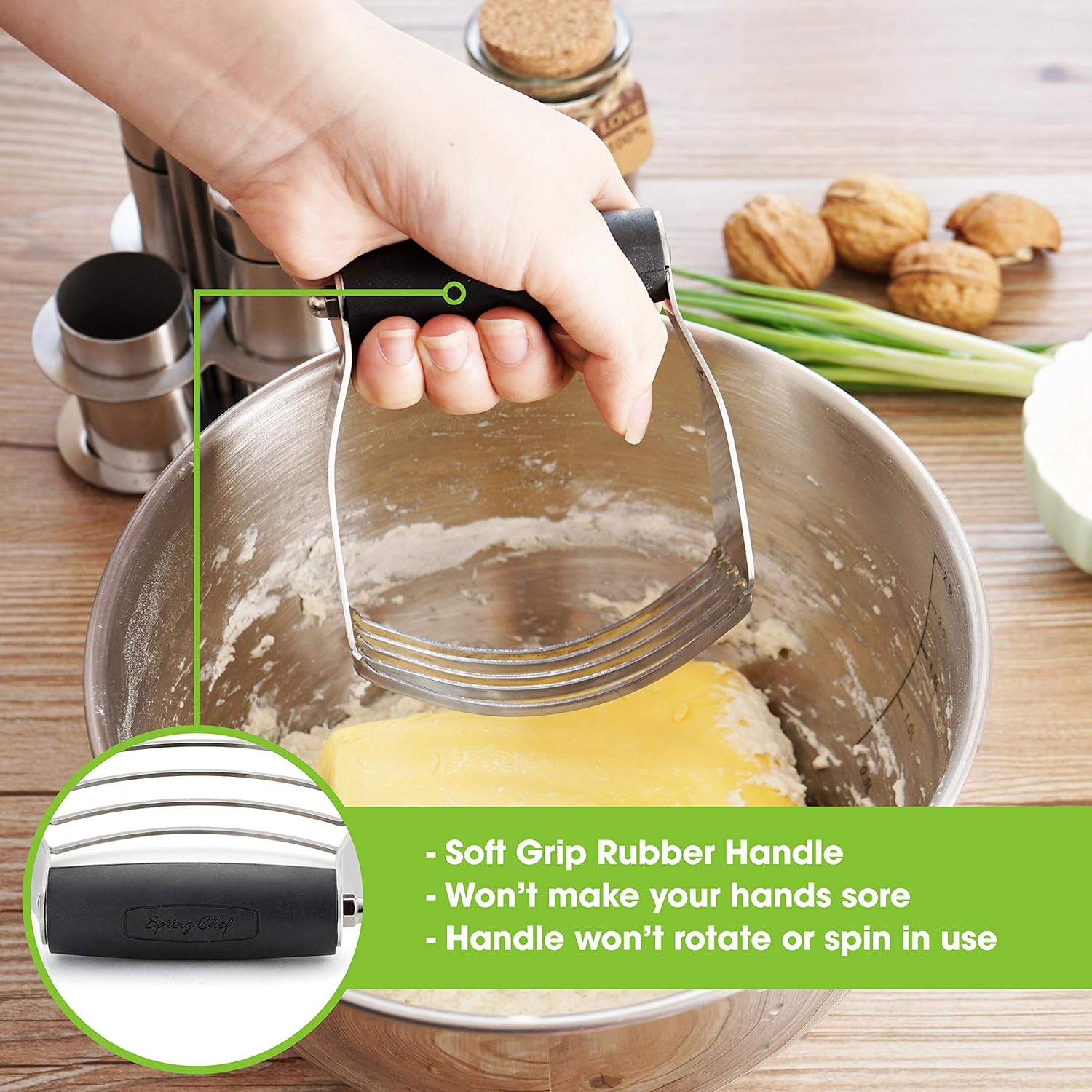 Spring Chef Dough Blender, Top Professional Pastry Cutter with Heavy Duty Stainless Steel Blades, Medium Size: Kitchen & Dining