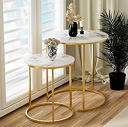Nesting Coffee Table Faux White Marble for Small
