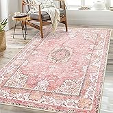 Castage Pink Rug 3'x5',Washable Area Rugs for Bedroom Living Room Kitchen Entryway Bedside,Small Boho Vintage Bohemian Distre