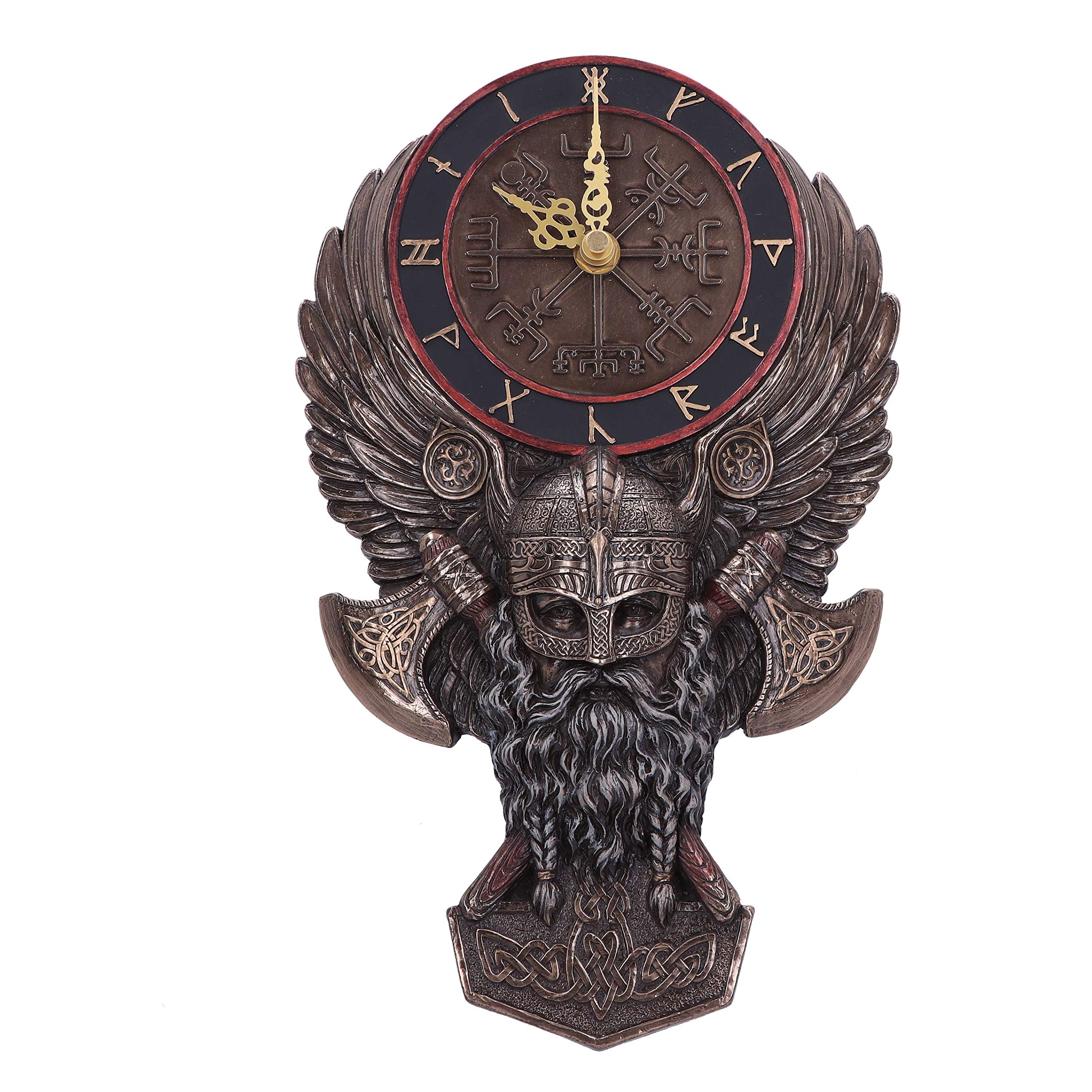 Nemesis Now Vegvisir Runic Viking Norse Compass Wall Clock, Nordic, Bronze, 29cm