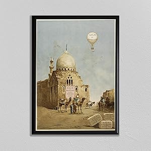 Poster Canvas Anime Bethesda Print Hot Air Balloon Middle Eastern Art Vintage Travel Poster Travel Wall Art Decor