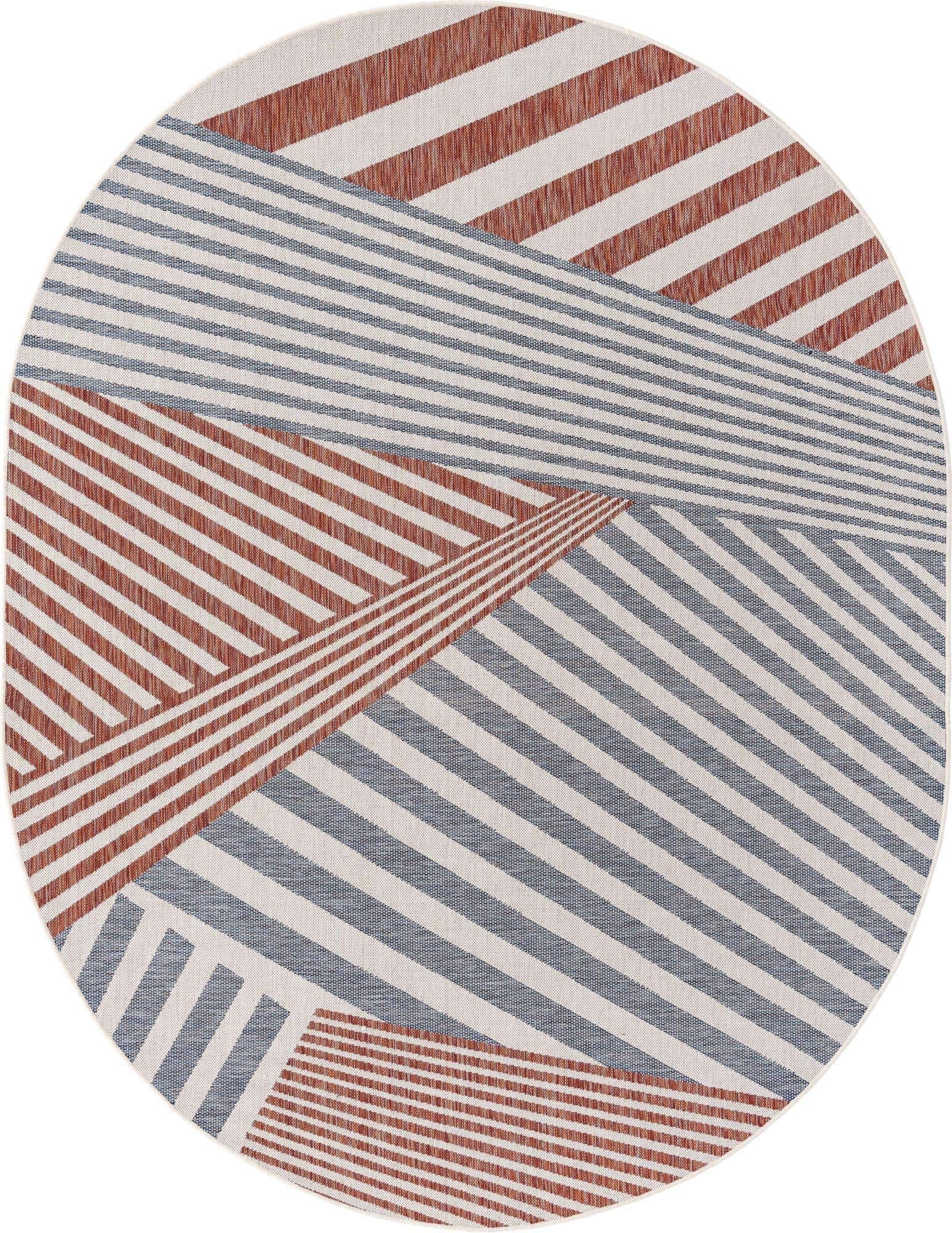 Unique Loom Jill Zarin Outdoor Collection Casual USA Flag Blue/White Oval Rug (7' 10 x 10' 0)