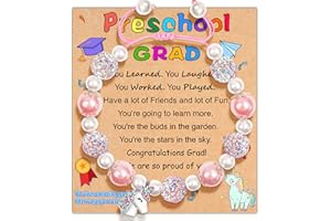 Parma77 2025 Kindergarten/Preschool Graduation Gifts, Adjustable Unicorn Bracelet with Pearl & Rhinestone Ball, Graduation Gifts for Kindergarten Students Daughter Granddaughter Niece