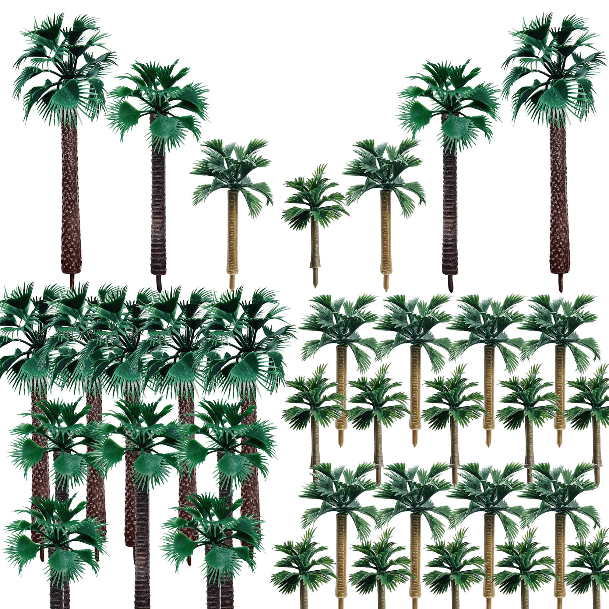 Woohome 30 PCS Miniature Palm Trees Model Tree Coconut Model Coconut Palm Tree Mini Scenery Model Tree for Train Railway Scenery