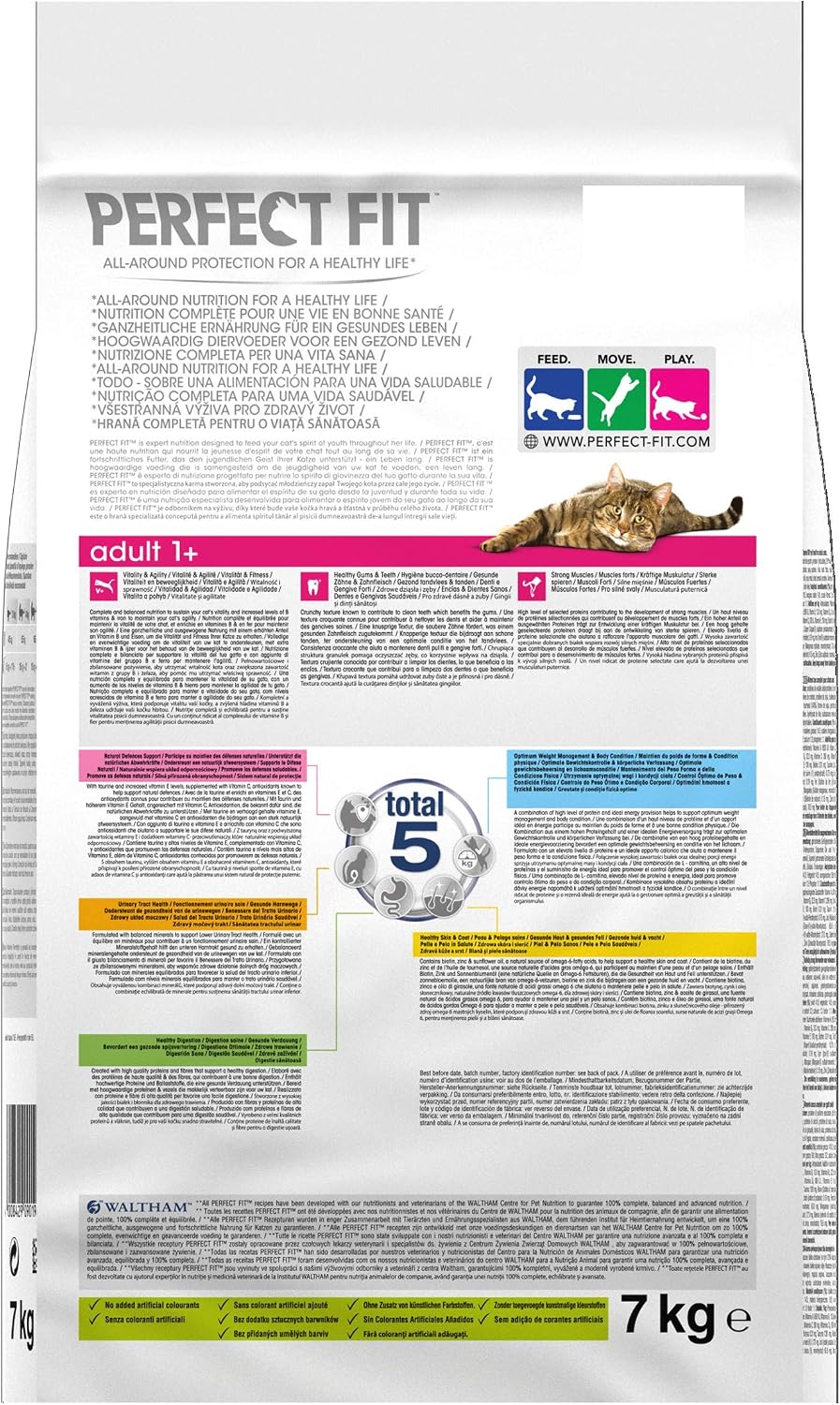 Perfect Fit 1+ Adult Chicken 7 kg Bag, Complete Premium Dry Cat Food, red, 7 kg (Pack of 1) - Image 4