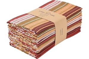Urban Villa Harvest Dinner Napkins Cuisines Stripes Fall Dobby Stripes Set of (20X20 Inches) 100% Cotton Premium Over Sized Cloth Napkins with Mitered Corners Ultra Soft Durable Hotel Quality