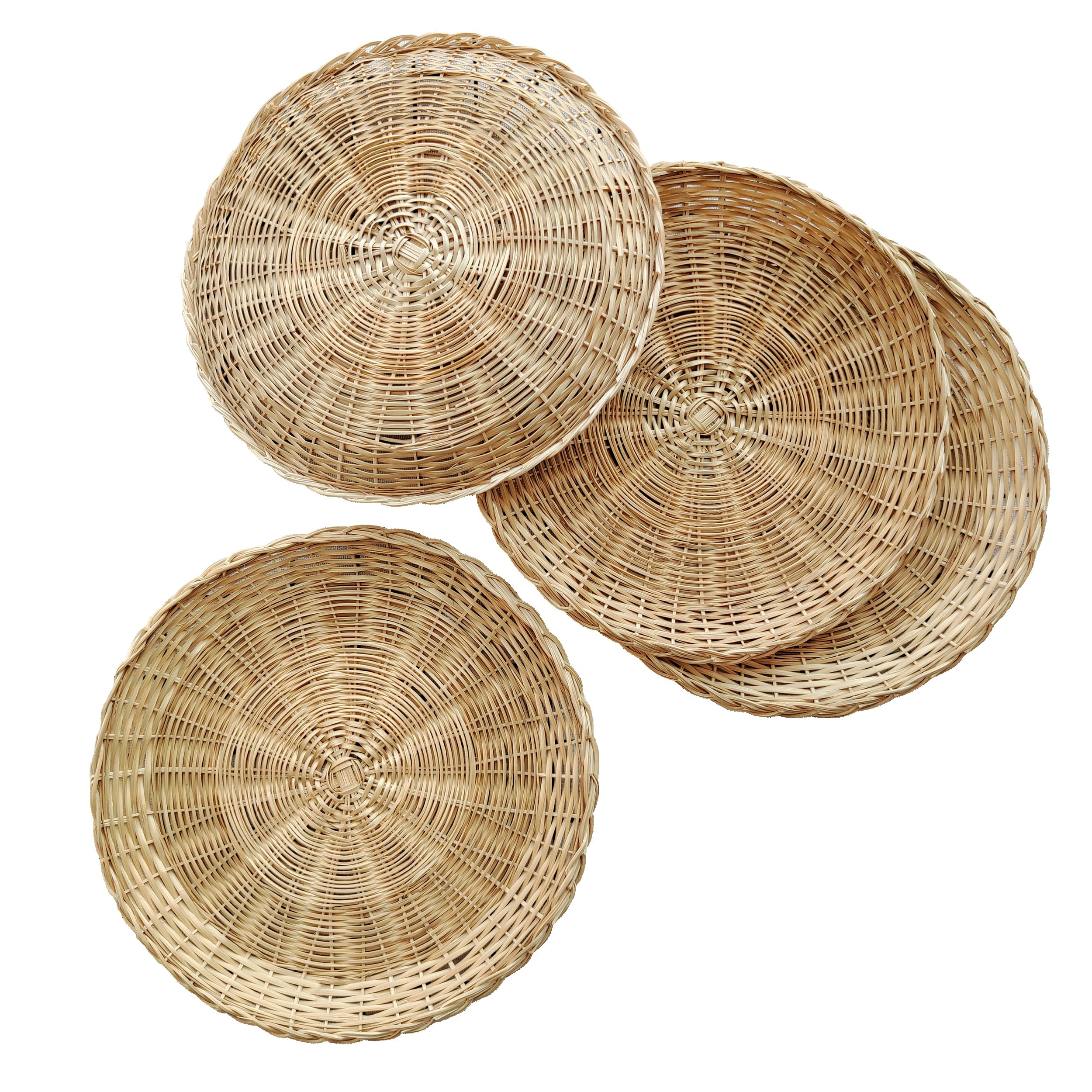 Photo 1 of 10in Handmade Wicker Paper Plate Holder, Heavy Duty Charger Plates for Dinner Plates, Set of 4 Reusable Bamboo Paper Plate Holders for Home Party Daily Dining Picnic