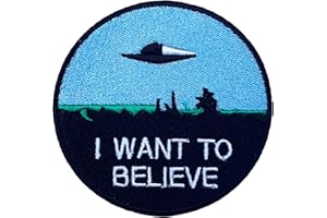 I Want to Believe Patch (8 cm) Embroidered Iron or Sew Badge Retro Souvenir DIY Costume X-Files Poster Alien Extra Terrestria