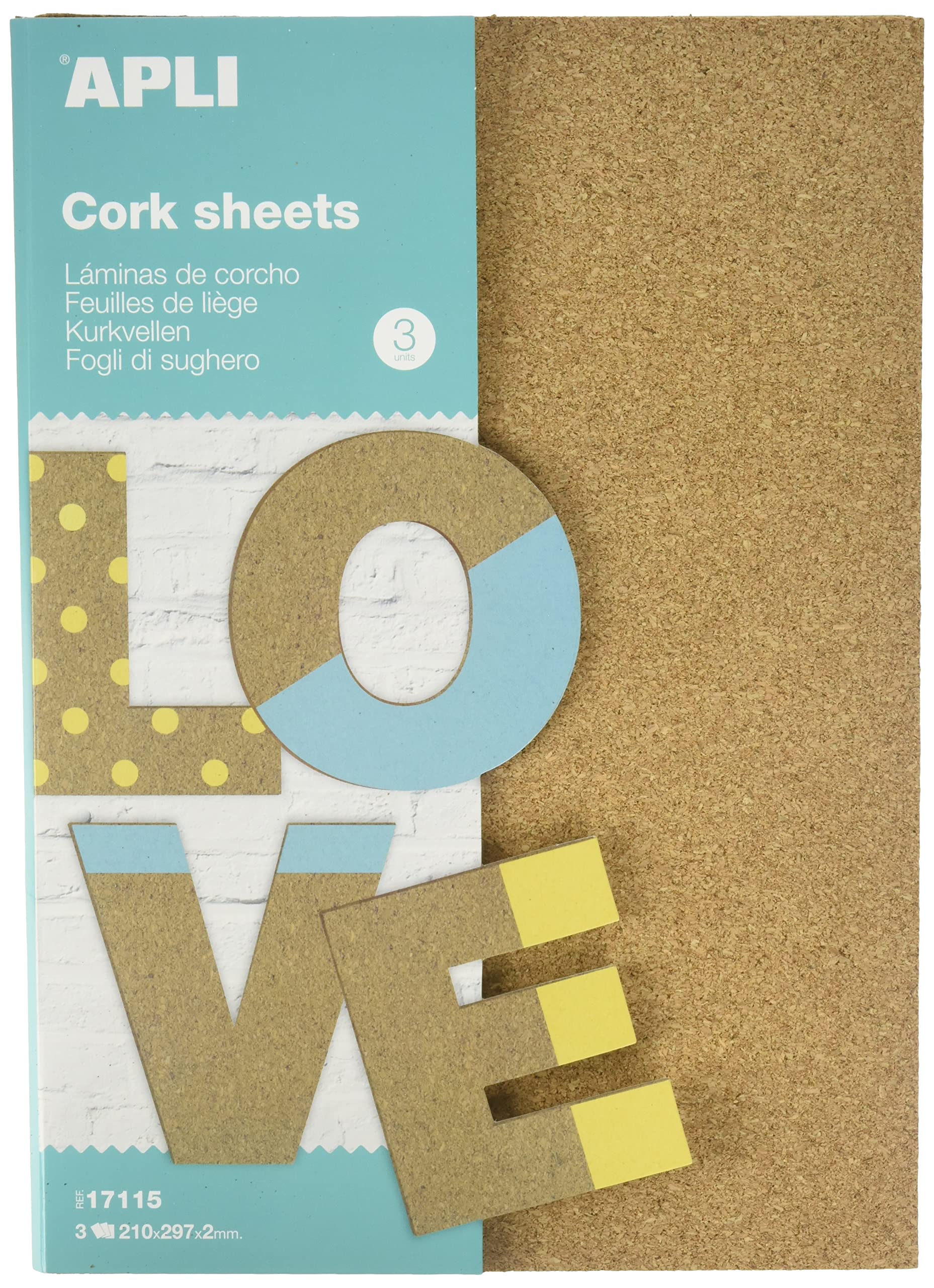 APLI Kids 17115 – Cork A4 3 Sheets, Single
