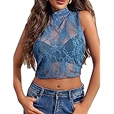 Avidlove Lace Tops for Women Mock Neck Camisole Top Sexy Crop Y2k Tank Going Out Outfits 2025 Trendy