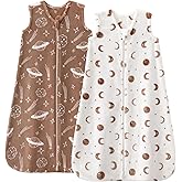 Unnivoll Baby Sleep Sack 0-6 Months TOG 2.0 Baby Wearable Blanket, Fleece Newborn Infant Sleeping Sack 2-Way Zipper Baby Sleep Bag, Warm Soft White Brown Moon