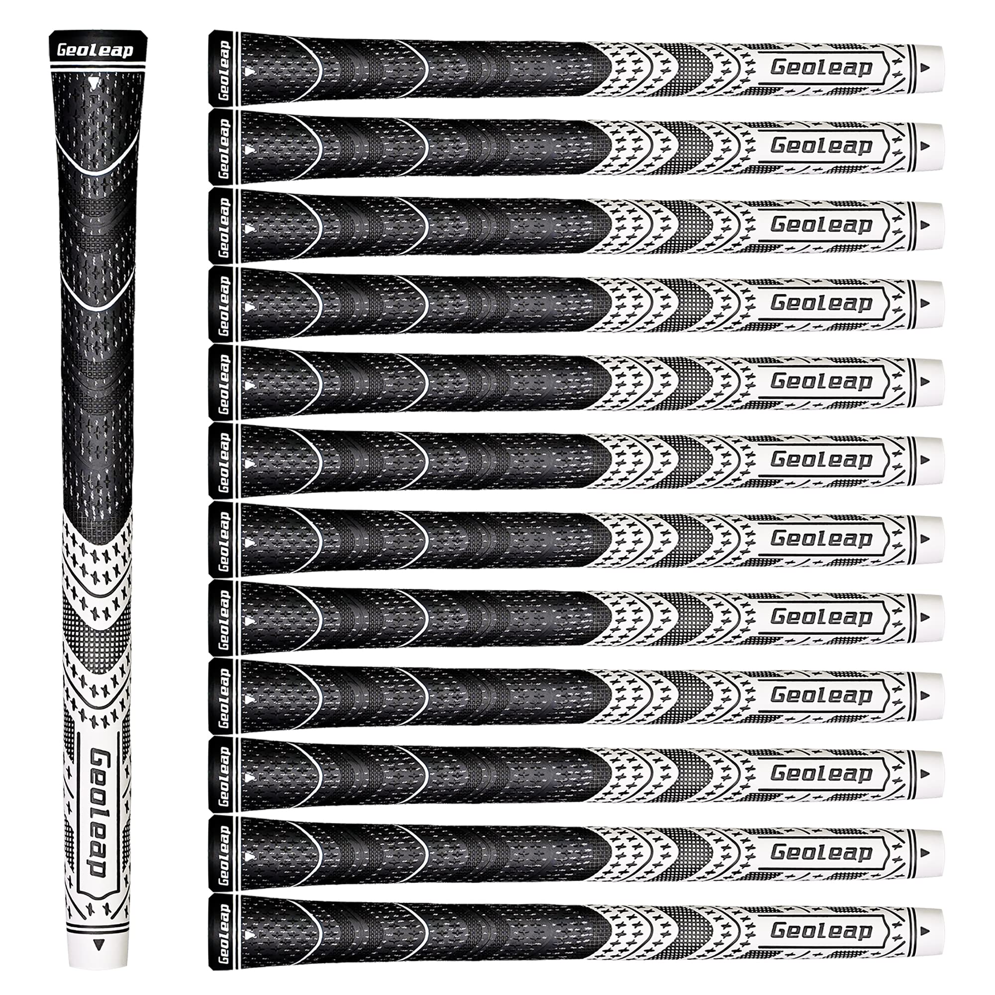 Geoleap ACE-C Golf Grips Set of 13- Cord Rubber, Hybrid Golf Club Grips, Standard/Mdisize, 10 Colors Optional. (Midsize, White)