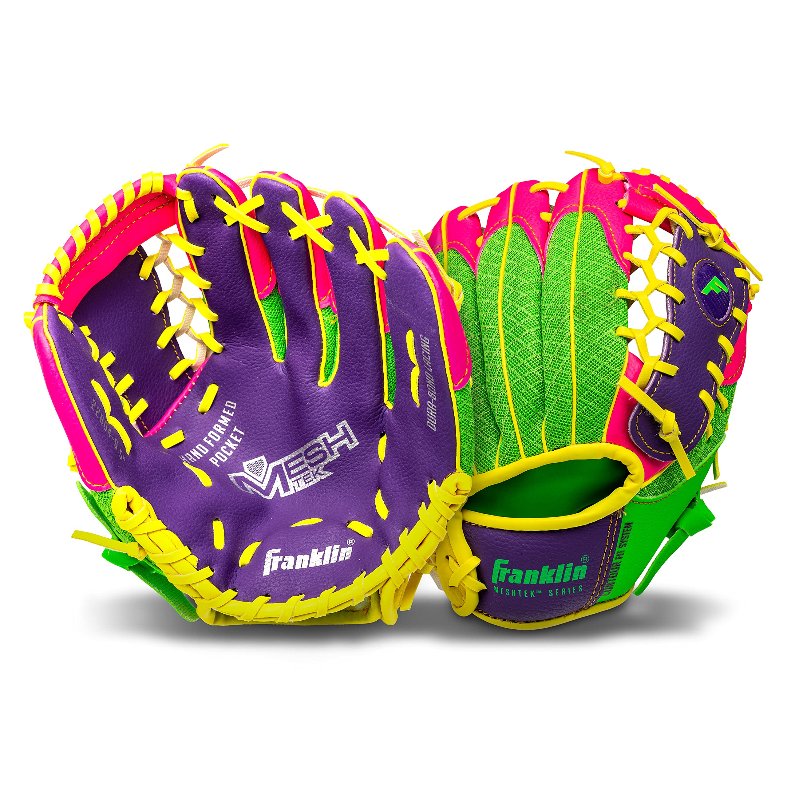 Kids Baseball Glove + Ball Sets - Meshtek Youth Teeball Gloves for Kids + Toddlers - Left + Right Hand Throw Mitts + Glove Sets with Foam Balls - Boys + Girls Gloves - 9.5