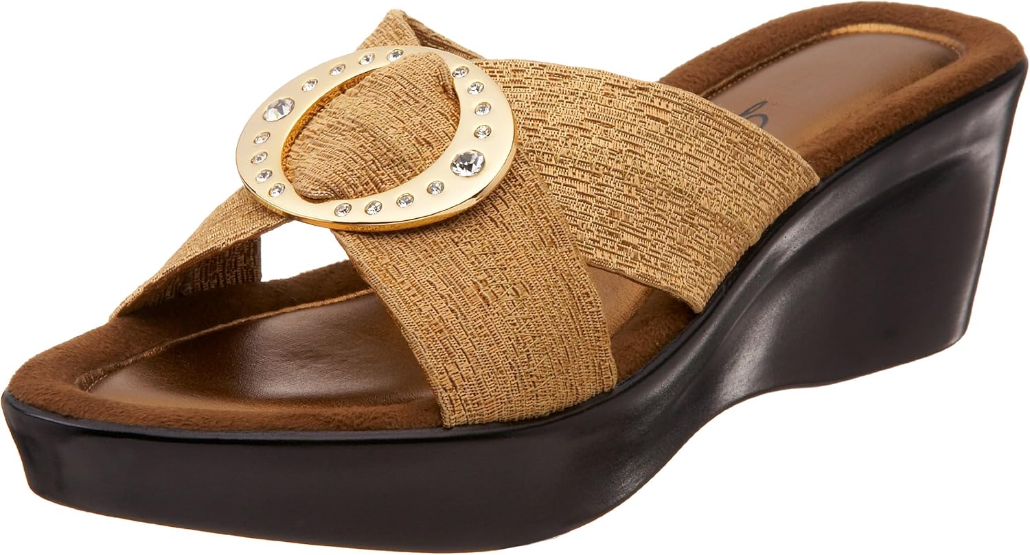 Amazon.com | Dezario Women's Presto Wedge Sandal, Gold, 9 M US | Platforms & Wedges