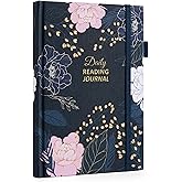 Comkiso Reading Journal for Book Lovers - 75 Book Journal Reading Log for Book Tracking, A5 Linen Book Review Journal with TBR Tracker List, Ratings, Challenges, Prompts, and Index - Peony