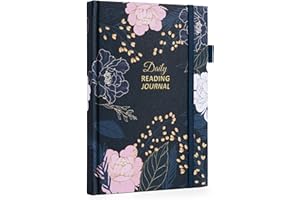 Comkiso Reading Journal for Book Lovers - 75 Book Journal Reading Log for Book Tracking, A5 Linen Book Review Journal with TBR Tracker List, Ratings, Challenges, Prompts, and Index - Peony
